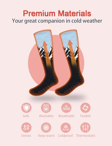 جوارب Gnimihz ساخنة للرجال والنساء مع بطاريات 5000 مللي أمبير في الساعة 5 فولت للتحكم في التطبيق - تمت ترقية منطقة التسخين 3X، جوارب كهربائية قابلة لإعادة الشحن مع عنصر تسخين مطور يصل إلى 160 درجة فهرنهايت، يمكن غسلها في الغسالة in Kuwait