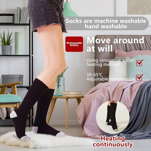 Dumoyi Heated Socks for Women and Men with 3 Heat Settings-Rechargeable Washable Electric Socks for Hunting, Camping, Skiing in Kuwait