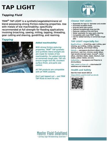 سوائل القطع والطحن من تريم، سائل التنصت TAPLT/1 TAP LIGHT، إبريق سعة 1 جالون in Kuwait