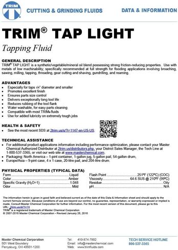 سوائل القطع والطحن من تريم، سائل التنصت TAPLT/1 TAP LIGHT، إبريق سعة 1 جالون in Kuwait