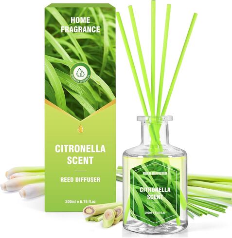 SCENTORINI Citronella Reed Diffuser Set, 6.7 Fl Oz Scent Diffusers for Home, Citronella Oil Reed Diffusers Bedroom Decor Bathroom Decorations, Suitable for Patio Camping Outdoor/Indoor Use in Saudi Arabia