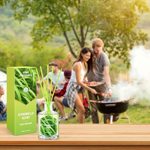 SCENTORINI Citronella Reed Diffuser Set, 6.7 Fl Oz Scent Diffusers for Home, Citronella Oil Reed Diffusers Bedroom Decor Bathroom Decorations, Suitable for Patio Camping Outdoor/Indoor Use in Saudi Arabia