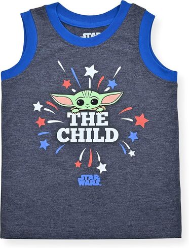 STAR WARS Lucasfilm Boy's 2 Pack Grogu The Child Sleeveless Shirt and Casual Shorts Set for Toddler and Big Kids -Grey in Saudi Arabia