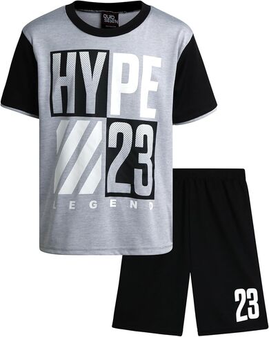 طقم شورت رياضي للأولاد من Mad Game - تي شيرت عالي الأداء وشورت رياضي - قميص جاف وشورت كرة السلة للأولاد (8-18) in Kuwait