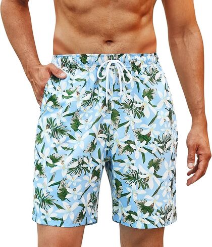 Enlision Mens Swim Trunks Quick Dry Swimwear Summer Hawaiian Swimming Beach Shorts with Pocket Bathing Suits for Men in Saudi Arabia
