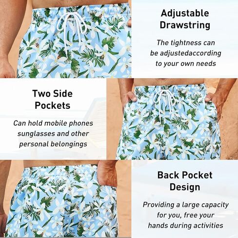 Enlision Mens Swim Trunks Quick Dry Swimwear Summer Hawaiian Swimming Beach Shorts with Pocket Bathing Suits for Men in Saudi Arabia
