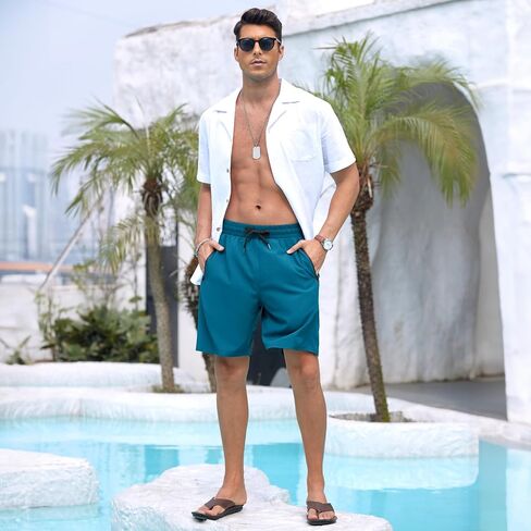 Adisputent Mens Swim Trunks with Compression Liner 7" Quick Dry 2 in 1 Board Short with Zipper Pockets Bathing Suit in Saudi Arabia