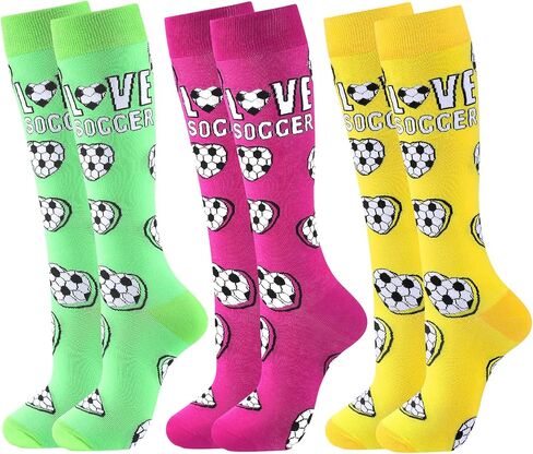 Silicherry 3 Pair Love Heart Soccer Socks for Girls Women Knee High Youth Sport Socks Girls' Athletic Socks in Saudi Arabia
