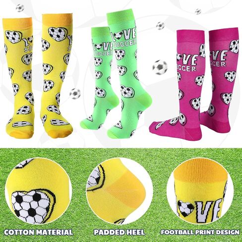 Silicherry 3 Pair Love Heart Soccer Socks for Girls Women Knee High Youth Sport Socks Girls' Athletic Socks in Saudi Arabia