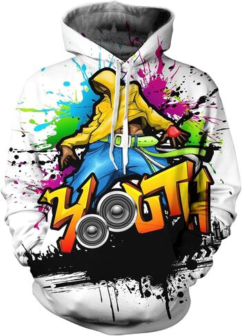 Hwycomfort Men's 3d Printed Novelty Hoodie Hip Hop Hoodies Street Graffiti Sweatshirt Casual Pockets Pullover in Saudi Arabia