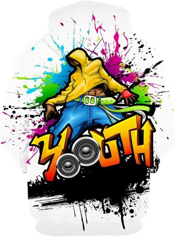 Hwycomfort Men's 3d Printed Novelty Hoodie Hip Hop Hoodies Street Graffiti Sweatshirt Casual Pockets Pullover in Saudi Arabia