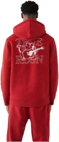 سويت شيرت بغطاء للرأس بشعار بوذا للرجال من True Religion - أحمر ياقوتي - مقاس كبير in Kuwait