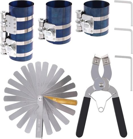 Wokape Piston Ring Compressor Tool Set with Feeler Gauge, Including Car Engine 3"/4"/6" Piston Ring Compressor with Adjustable Safety Screws & Piston Ring Pliers & Stainless Steel Feeler Gauge in Saudi Arabia