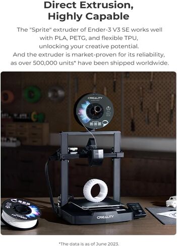 طابعة Creality Ender 3 V3 SE ثلاثية الأبعاد، مستشعر ضغط اللمس CR للتسوية التلقائية 250 مم/ثانية أقصى سرعة طباعة Sprite Direct Extruder Load Filament Dual Z-axis & Y-axis حجم الطباعة 8.66 * 8.66 * 9.84 بوصة in Kuwait