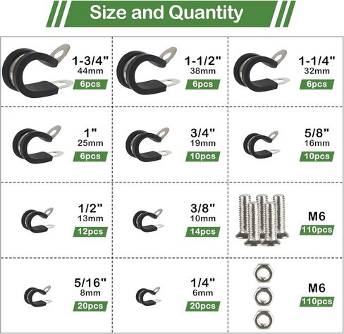 مجموعة متنوعة من مشابك الكابلات المكونة من 330 قطعة تتضمن 10 مشبك كابلات بأحجام، و304 مشابك خرطوم من الفولاذ المقاوم للصدأ لتركيب الأنابيب والأنابيب والأسلاك - 1/4 بوصة 5/16 بوصة 3/8 بوصة 1/2 بوصة 5/8 بوصة 3/4 بوصة 1 "1-1/4" 1-1/2" 1-3/4" in Kuwait