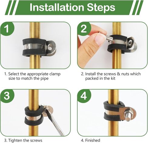 مجموعة متنوعة من مشابك الكابلات المكونة من 330 قطعة تتضمن 10 مشبك كابلات بأحجام، و304 مشابك خرطوم من الفولاذ المقاوم للصدأ لتركيب الأنابيب والأنابيب والأسلاك - 1/4 بوصة 5/16 بوصة 3/8 بوصة 1/2 بوصة 5/8 بوصة 3/4 بوصة 1 "1-1/4" 1-1/2" 1-3/4" in Kuwait