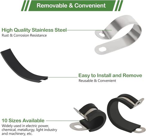 مجموعة متنوعة من مشابك الكابلات المكونة من 330 قطعة تتضمن 10 مشبك كابلات بأحجام، و304 مشابك خرطوم من الفولاذ المقاوم للصدأ لتركيب الأنابيب والأنابيب والأسلاك - 1/4 بوصة 5/16 بوصة 3/8 بوصة 1/2 بوصة 5/8 بوصة 3/4 بوصة 1 "1-1/4" 1-1/2" 1-3/4" in Kuwait
