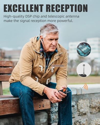 راديو الجيب PRUNUS AM FM، بطارية راديو رقمية تعمل مع إعداد مسبق، راديو Walkman المحمول، مؤقت، ساعة منبه، زر قفل للمشي/المباراة الرياضية/السفر in Kuwait