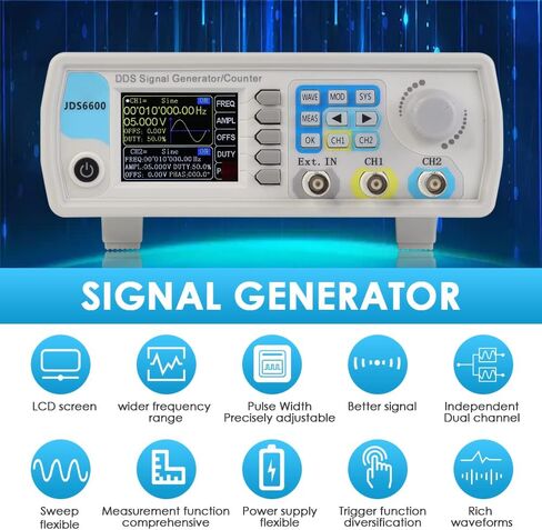 عداد مولد إشارة LABFENG DDS، شاشة LCD مقاس 2.4 بوصة، عالية الدقة ثنائية القناة، مقياس تردد مولد وظيفة الموجي 200MSa/s (JDS6600-15MHz) in Kuwait
