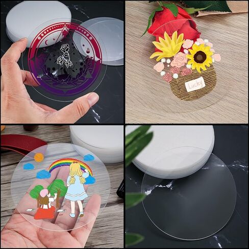 30 قطعة من أوراق الأكريليك الشفافة، قرص فارغ من الأكريليك مقاس 4 بوصات، لافتات دائرية من البلاستيك الأكريليك الشفاف للصور والإطار والرسم والحرف اليدوية ومشاريع العرض in Kuwait