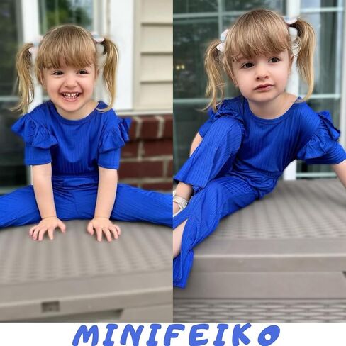 MINIFEIKO Toddler Girls Flare Pants with Slit Outfit for 2T - 5T Summer in Saudi Arabia