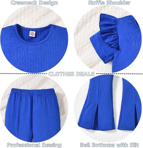 MINIFEIKO Toddler Girls Flare Pants with Slit Outfit for 2T - 5T Summer in Saudi Arabia