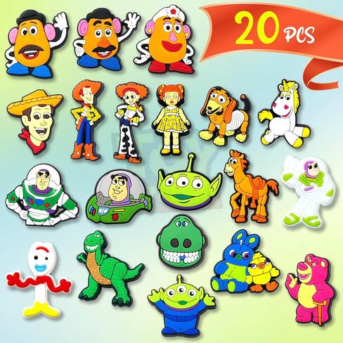 20 قطعة من حليات تزيين الأحذية الكرتونية لسدادات التمساح، إكسسوارات ساحرة كرتونية لطيفة لصالح حفلات الأطفال in Kuwait