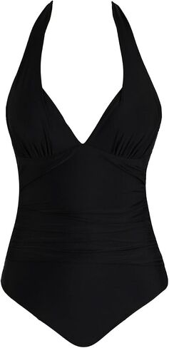 CUPSHE Women's One Piece Swimsuit Tummy Control Bathing Suit Halter Deep V Neck Sculpting Ruching Adjustable Straps in Saudi Arabia