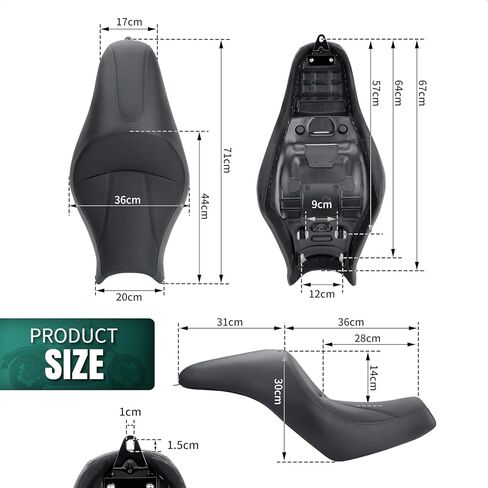 FIASRAC One Piece Rider Driver Passenger Seat Kit For Kawasaki Vulcan 650 VN650 2015 2016 2017 2018 2019 2020 2021 2022 2023 (Avocado Green Line) in Saudi Arabia