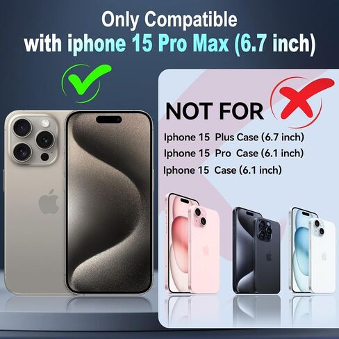 FEWGEY for iPhone 15 Pro Max Case with Slide Camera Cover & Kickstand, Military Grade Drop Protection, Rugged Hard Back & Silicone Edge Wallet Phone Case, 6.7" 2023, Black (Black, iPhone 15PM) in Saudi Arabia