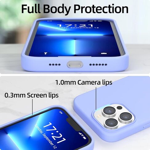 JOOSKO for iPhone 13 pro Case, Premium Liquid Silicone, Drop-Proof Full Body Protective Case, [Soft Anti-Scratch Microfibre Lining], 6.1 Inch Ultra Slim Shockproof Phone Case. (Lavender Purple) in Saudi Arabia