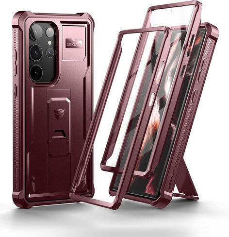 حافظة Dexnor لهاتف Samsung Galaxy S24 Ultra مع غطاء كاميرا منزلق مدمج وواقي شاشة ومسند، حافظة متينة مقاومة للصدمات، غطاء واقٍ لكامل الجسم لهاتف Galaxy S24 Ultra (2024)، أسود in Kuwait