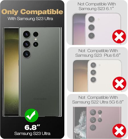 حافظة Dexnor لهاتف Samsung Galaxy S24 Ultra مع غطاء كاميرا منزلق مدمج وواقي شاشة ومسند، حافظة متينة مقاومة للصدمات، غطاء واقٍ لكامل الجسم لهاتف Galaxy S24 Ultra (2024)، أسود in Kuwait