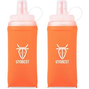 UTOBEST Soft Flask, 2 Pack Soft Flask Running Bottles 350ml,TPU Foldable Running Flask, Portable Collapsible Flask Handheld for Travel Traveling Hiking Cycling City Walk Orange in Kuwait