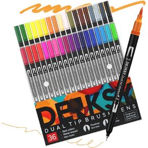 Watercolor Brush Markers Set – 36 Dual Tip Watercolor Pens with Brush & Fineliner, Water-Based Art Markers for Lettering, Calligraphy, Sketching, Journaling & Illustration in Saudi Arabia