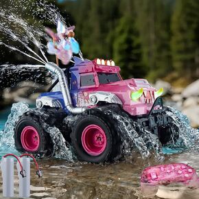 Remote Control Car for Girls, Waterproof Pink Monster Truck Toys W/Blocks & 360°Spin, 1:18 Amphibious RC Cars, 4WD All-Terrain RC Trucks, Christmas Birthday Gifts Pool Toys for Kids Age 3-12 in Saudi Arabia