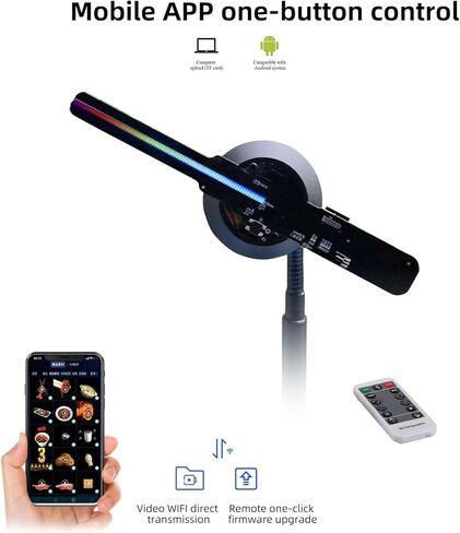 Missyou 3D Hologram Fan,3.5" 3D Hologram Projector Advertising Display with 700 Video Library and Remote for Business Store Signs,Bar,Casino,Party,halloween in Kuwait
