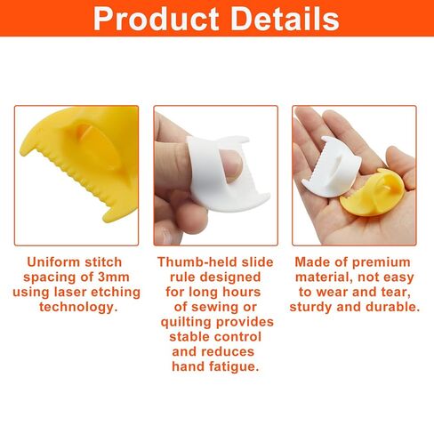VDAMZVO 4 قطع قفل غرزة الحافة ومقياس الخياطة، مجموعة أدوات الخياطة DIY أداة صغيرة لخياطة أصابع الخياطة، مساعدات خياطة اللحف للمبتدئين (3 مم + 4 مم) in Kuwait