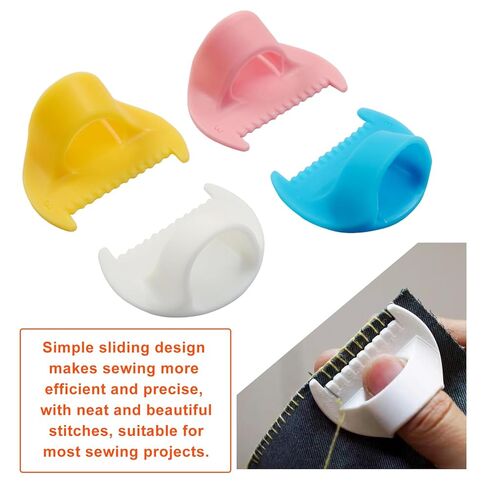 VDAMZVO 4 قطع قفل غرزة الحافة ومقياس الخياطة، مجموعة أدوات الخياطة DIY أداة صغيرة لخياطة أصابع الخياطة، مساعدات خياطة اللحف للمبتدئين (3 مم + 4 مم) in Kuwait