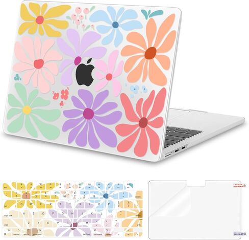 حافظة MOSISO متوافقة مع جهاز MacBook Air 13 بوصة 2025 2024 2023 2022 M4 A3240 M3 A3113 M2 A2681، غطاء صلب من البلاستيك وغطاء لوحة مفاتيح وواقي شاشة لجهاز MacBook Air 13.6 بوصة، ديزي ملون in Saudi Arabia