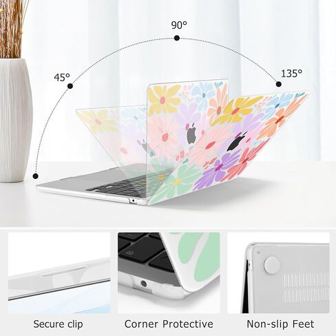 حافظة MOSISO متوافقة مع جهاز MacBook Air 13 بوصة 2025 2024 2023 2022 M4 A3240 M3 A3113 M2 A2681، غطاء صلب من البلاستيك وغطاء لوحة مفاتيح وواقي شاشة لجهاز MacBook Air 13.6 بوصة، ديزي ملون in Saudi Arabia