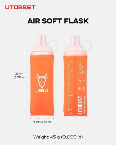 UTOBEST Soft Flask, 2 Pack Soft Flask Running Bottles 350ml,TPU Foldable Running Flask, Portable Collapsible Flask Handheld for Travel Traveling Hiking Cycling City Walk Orange in Kuwait