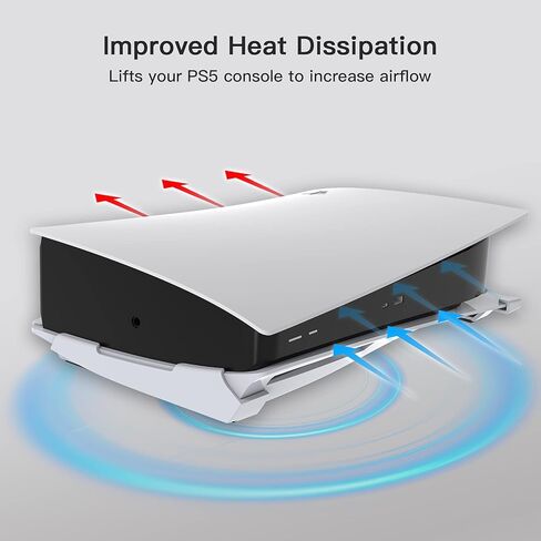 NexiGo PS5 Horizontal Stand with Silent Enhanced Cooling Fan and Adjustable Speed, [Low Noise], [Auto Power On/Off], with USB 3.0 Port, Built-in LED Light, for Both Disc and Digital Editions, Black in Saudi Arabia
