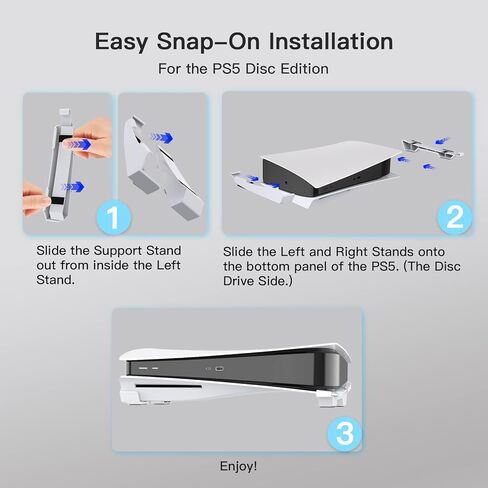 NexiGo PS5 Horizontal Stand with Silent Enhanced Cooling Fan and Adjustable Speed, [Low Noise], [Auto Power On/Off], with USB 3.0 Port, Built-in LED Light, for Both Disc and Digital Editions, Black in Saudi Arabia