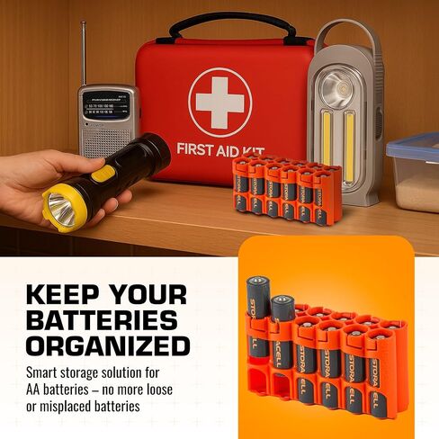 ستوراسيل علبة بطاريات 12AAORG من باورباكس ايه ايه، برتقالي، تحمل 12 بطارية in Kuwait