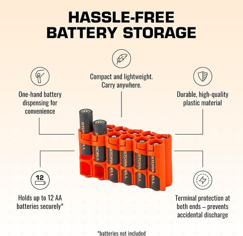 ستوراسيل علبة بطاريات 12AAORG من باورباكس ايه ايه، برتقالي، تحمل 12 بطارية in Kuwait