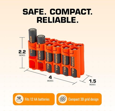 ستوراسيل علبة بطاريات 12AAORG من باورباكس ايه ايه، برتقالي، تحمل 12 بطارية in Kuwait