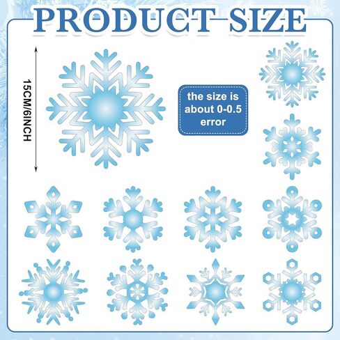 Qilery 100 Pcs Large Paper Snowflakes Cutouts with 2 Pcs Marker Pens Winter Snowflakes Bulletin Board Decoration for Xmas Winter Crafts Project Party Supplies(Blue and White,Frozen Style) in Saudi Arabia