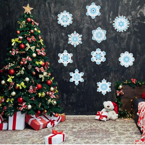 Qilery 100 Pcs Large Paper Snowflakes Cutouts with 2 Pcs Marker Pens Winter Snowflakes Bulletin Board Decoration for Xmas Winter Crafts Project Party Supplies(Blue and White,Frozen Style) in Saudi Arabia