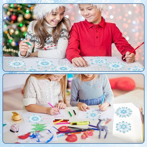 Qilery 100 Pcs Large Paper Snowflakes Cutouts with 2 Pcs Marker Pens Winter Snowflakes Bulletin Board Decoration for Xmas Winter Crafts Project Party Supplies(Blue and White,Frozen Style) in Saudi Arabia